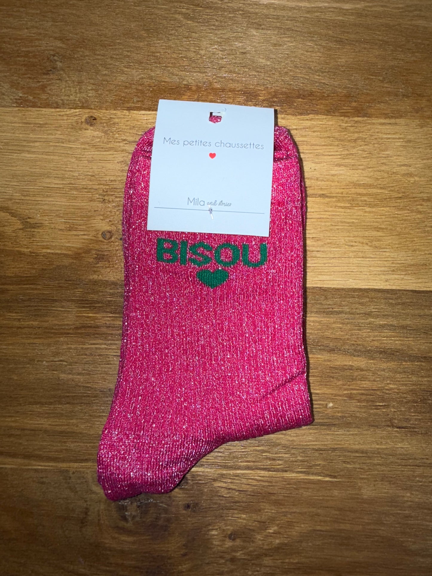 Chaussettes à paillettes Bisou